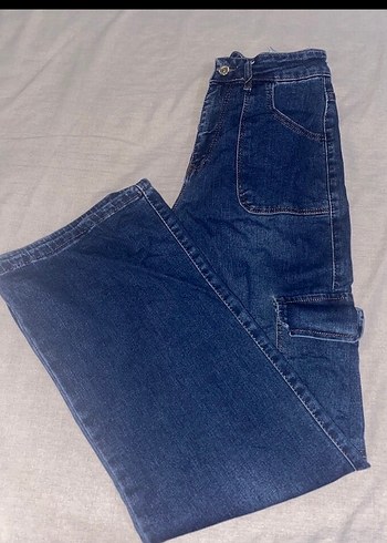 Lacivert Bol Kesim Midi Kadın Kot Pantolon - Görsel 3