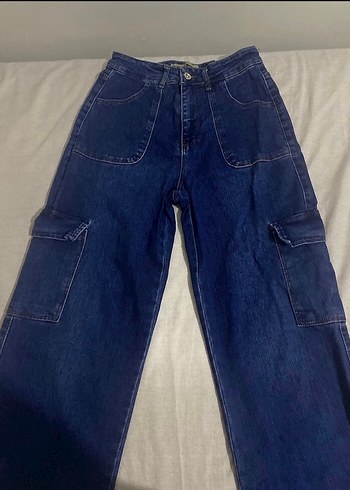 Lacivert Bol Kesim Midi Kadın Kot Pantolon - Görsel 2