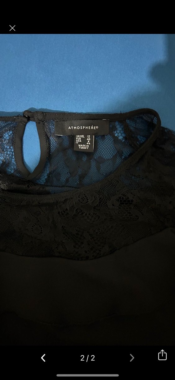 Kadın Siyah Kısa Kollu Fırfırlı Bluz - Görsel 2