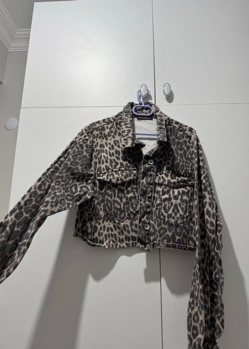Düğmeli Leopar Desenli Midi Kadın Ceket