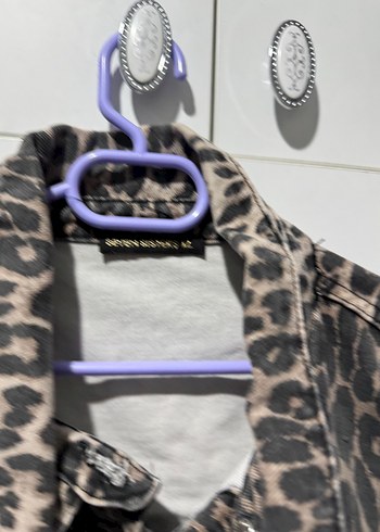 Zara Düğmeli Leopar Desenli Midi Kadın Ceket