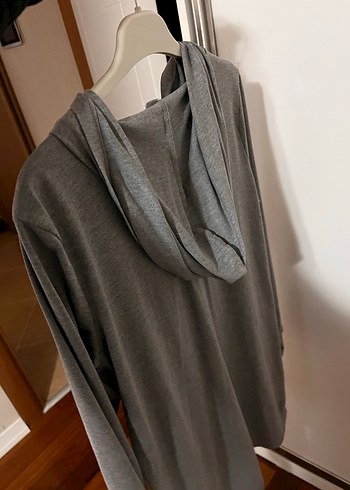 Gri Hamile Midi Ceket Fermuarlı - Görsel 4