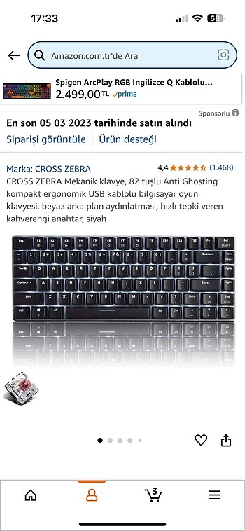 Ajazz AK33 Kahverengi Switch Klavye - Görsel 6