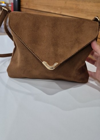 Kahverengi Süet Tokalı Kadın Çanta - Görsel 2
