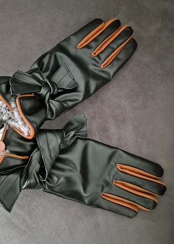 Kahverengi Deri Biker Kadın Eldivenleri - Görsel 2