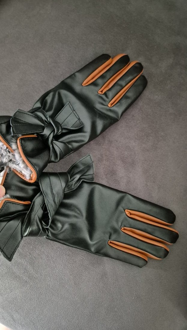 Kahverengi Deri Biker Kadın Eldivenleri - Görsel 2