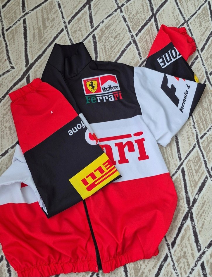 Ferrari Baskılı Kırmızı Erkek Fermuarlı mont - Görsel 2