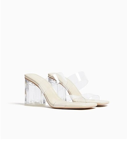 Vinil Bantli Topuklu Sandalet Şeffaf Bershka Hiç kullanılmadı