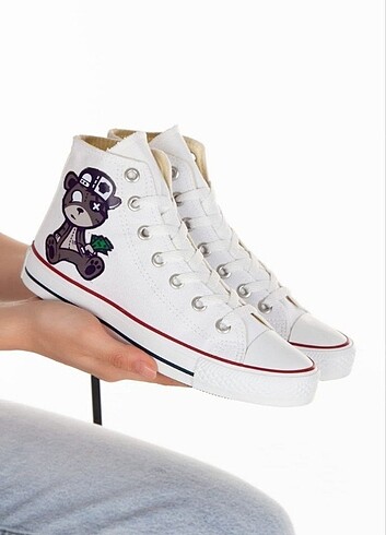 Ayıcık Baskılı Converse Ayakkabı