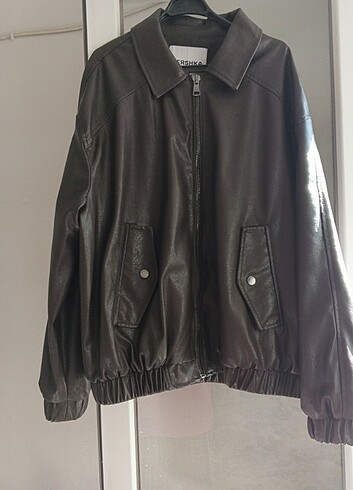 Bershka BERSHKA KAHVE SUNİ DERİ CEKET