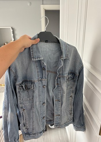Gri Düğmeli erkek Denim Ceket