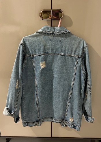 36 Beden Düğmeli, Bol Kesim Kadın Denim Ceket