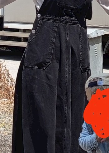 Uzun Siyah Saten Hamile Eteği - Görsel 2