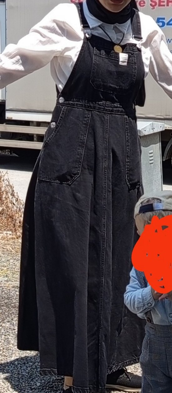 Uzun Siyah Saten Hamile Eteği - Görsel 2