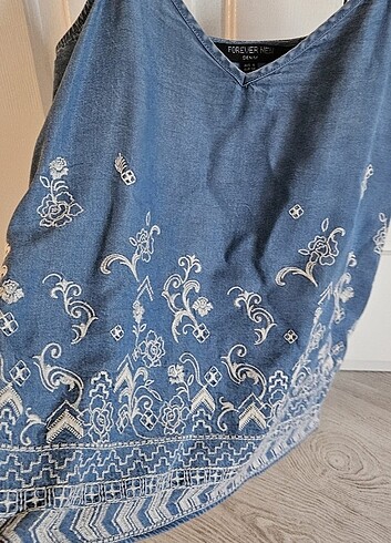 Tencel kot ince askili nakis detayli bluz