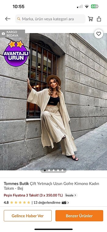 Gofre kimono takım Tesettür