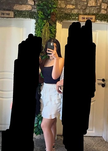 Kadın Beyaz Mini Fırfırlı Etek - Görsel 4