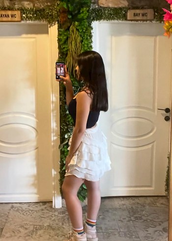 Kadın Beyaz Mini Fırfırlı Etek - Görsel 3