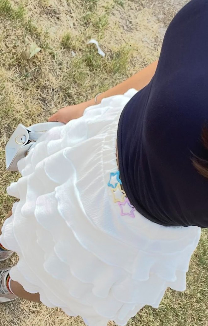 Kadın Beyaz Mini Fırfırlı Etek - Görsel 2