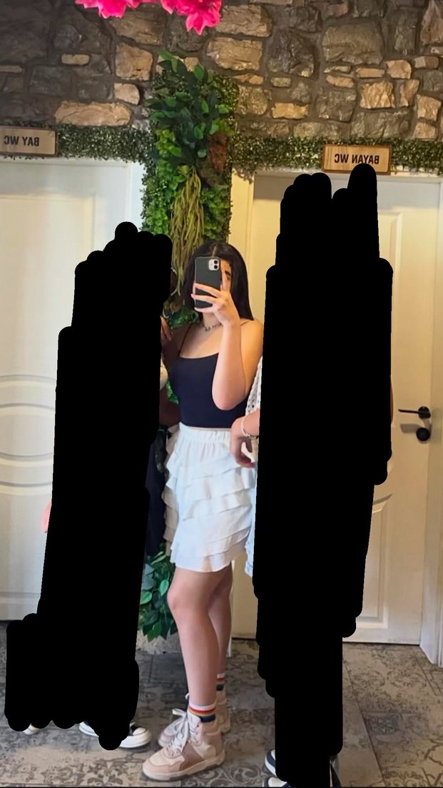 Kadın Beyaz Mini Fırfırlı Etek - Görsel 4