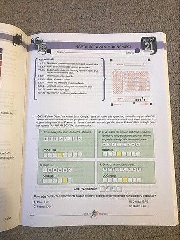  Beden Renk Lgs Türkçe startfen otuz iki hamle kazanım denemeleri