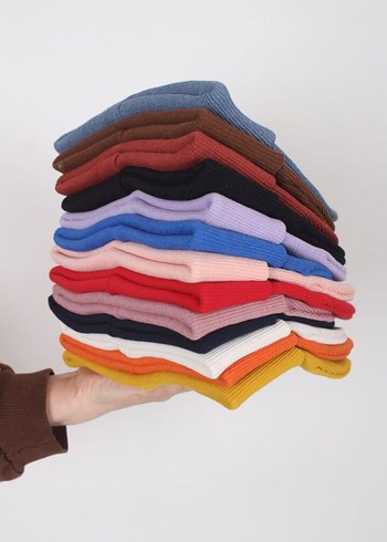 Kadın Çok Renkli Örme Bere Seti - Görsel 4