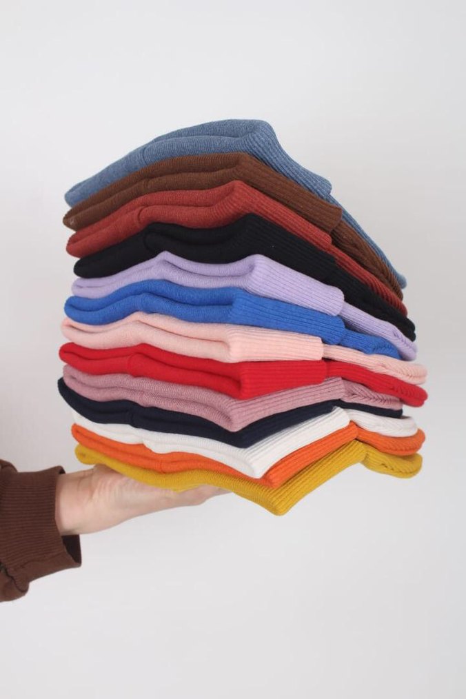 Kadın Çok Renkli Örme Bere Seti - Görsel 4