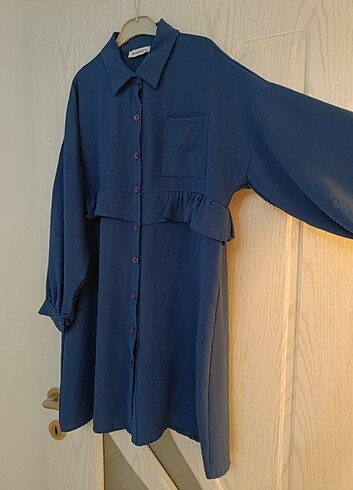 38 Beden Indigo mavisi #tunik #düşük omuz