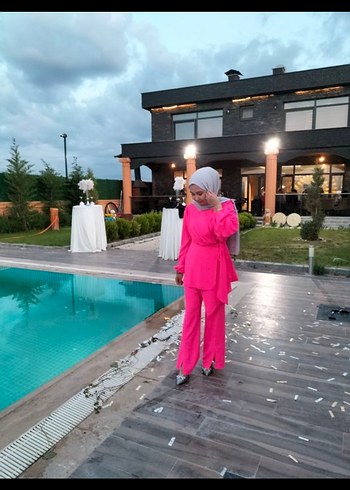 Pembe Uzun Kollu Kadın Takım Elbise