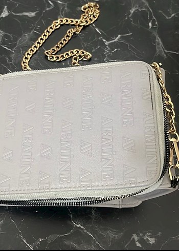 Zincir Detaylı Gri Kadın Deri Çapraz Çanta - Görsel 4