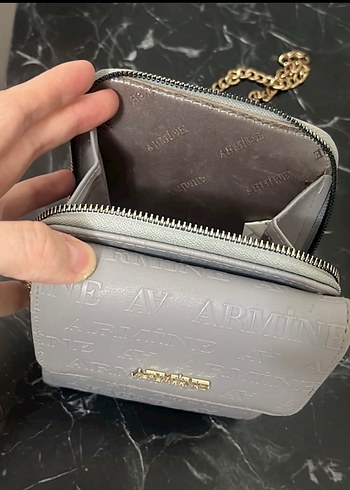 Zincir Detaylı Gri Kadın Deri Çapraz Çanta - Görsel 2