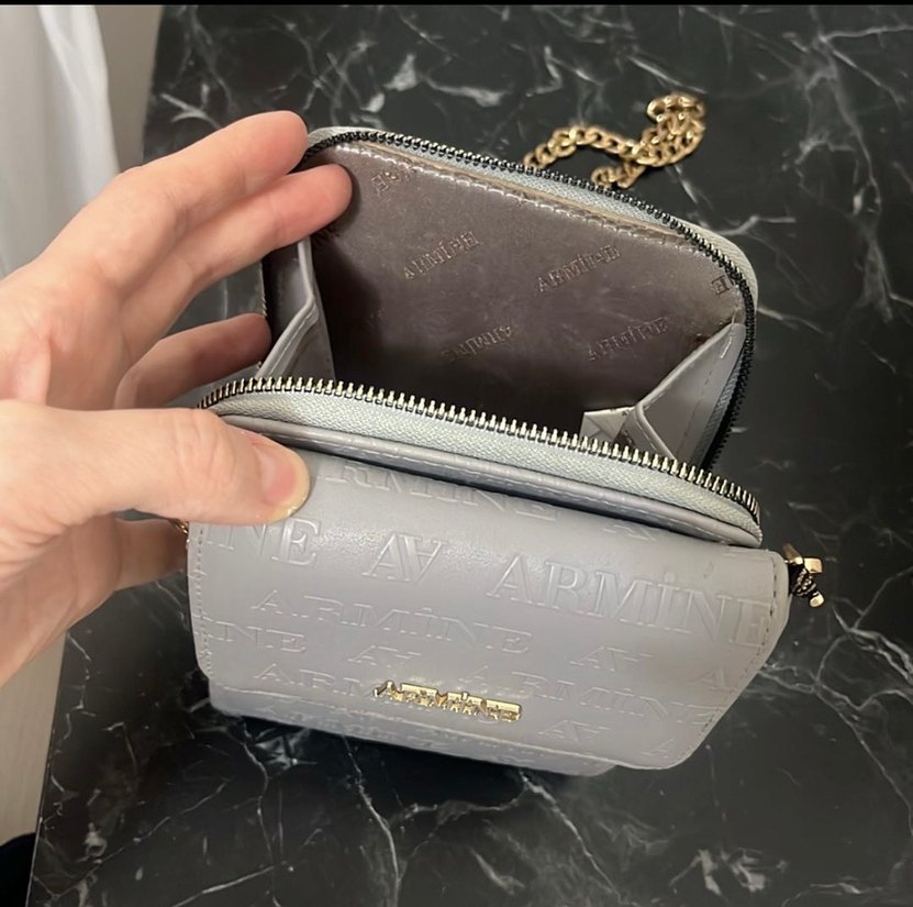 Zincir Detaylı Gri Kadın Deri Çapraz Çanta - Görsel 2