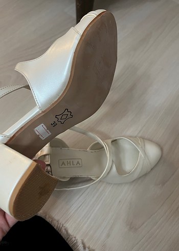 Kırık beyaz Tokalı Kadın Topuklu Ayakkabı gelin ayakkabısı - Görsel 3