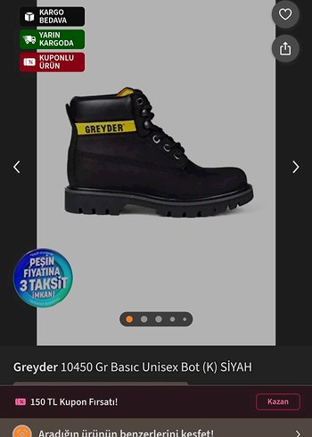 Greyder Siyah Unisex Bot