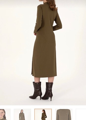 Kadın Uzun Kollu Yüksek Yakalı Uzun Elbise - Görsel 3