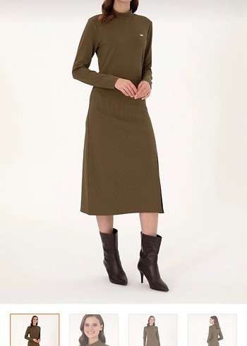 Kadın Uzun Kollu Yüksek Yakalı Uzun Elbise - Görsel 2