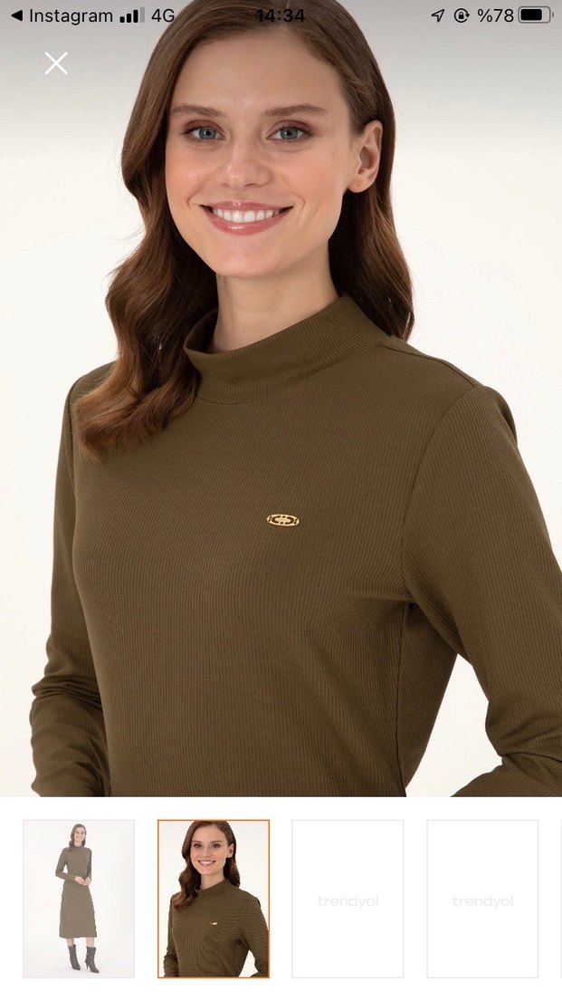 Kadın Uzun Kollu Yüksek Yakalı Uzun Elbise - Görsel 4