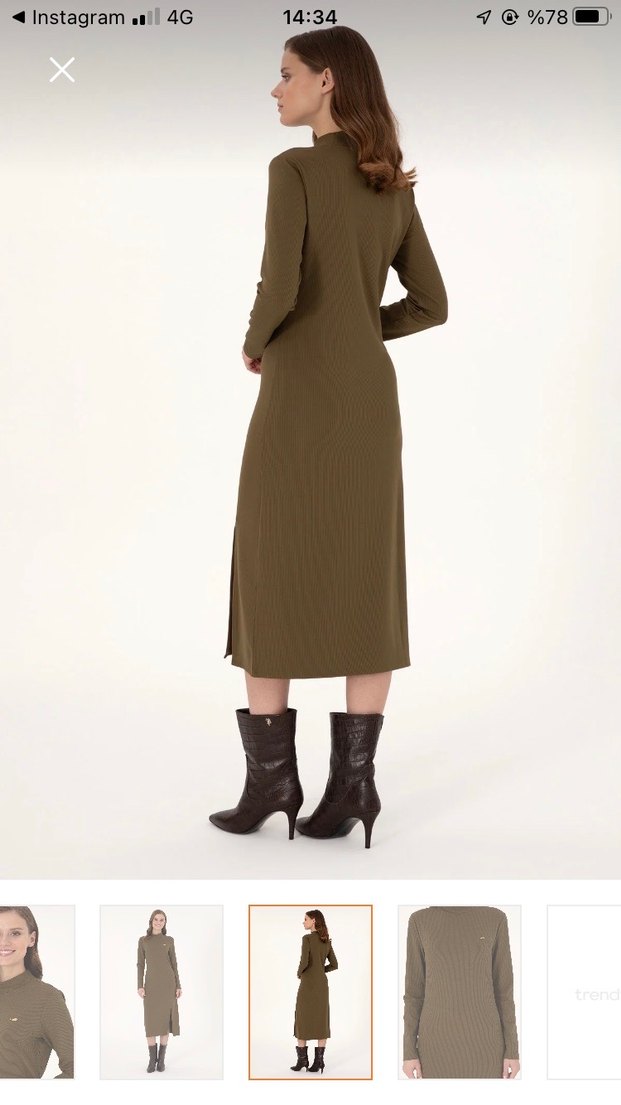 Kadın Uzun Kollu Yüksek Yakalı Uzun Elbise - Görsel 3