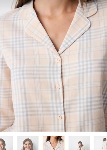 Bej Mini Kadın Pamuk Gömlek - Görsel 4