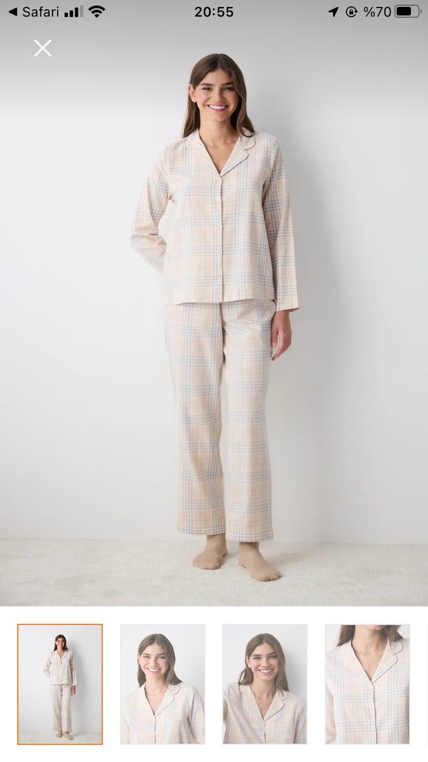 Bej Mini Kadın Pamuk Gömlek - Görsel 2