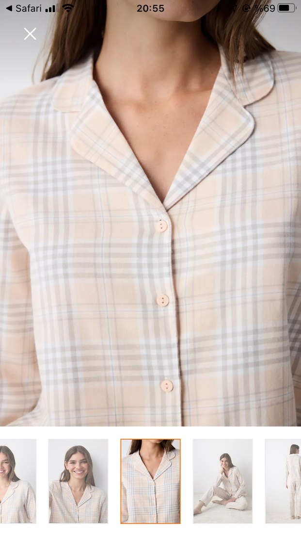 Bej Mini Kadın Pamuk Gömlek - Görsel 4