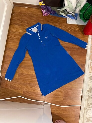 mavi polo yaka elbise tunik