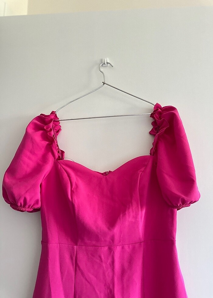 Fuşya yaka detaylı elbise - Görsel 2