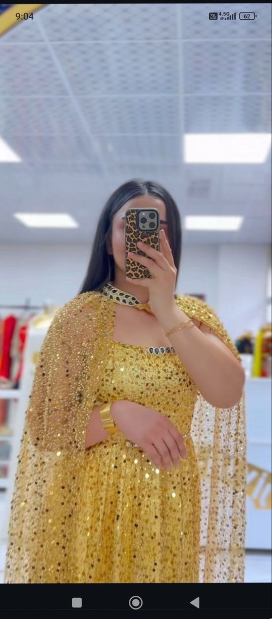 Şeffaf Gold Uzun Abiye Elbise - Görsel 5