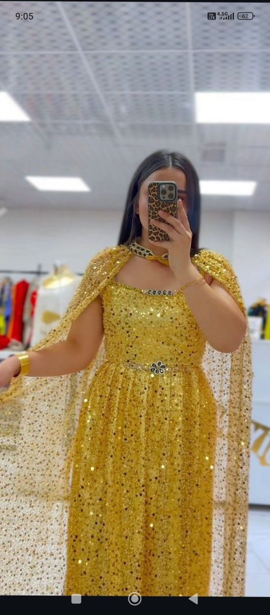 Şeffaf Gold Uzun Abiye Elbise - Görsel 4