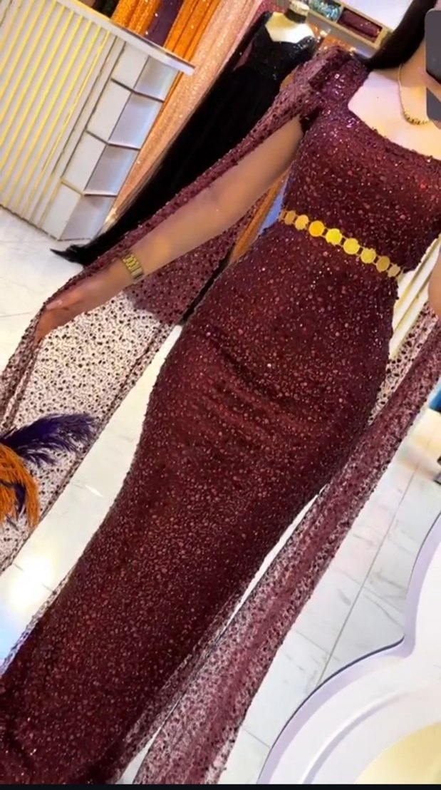 Bordo Drapeli Uzun Abiye Elbise - Görsel 2