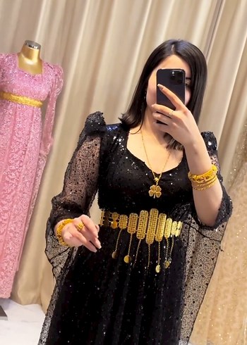 Payetli Siyah Uzun Kadın Elbise - Görsel 5