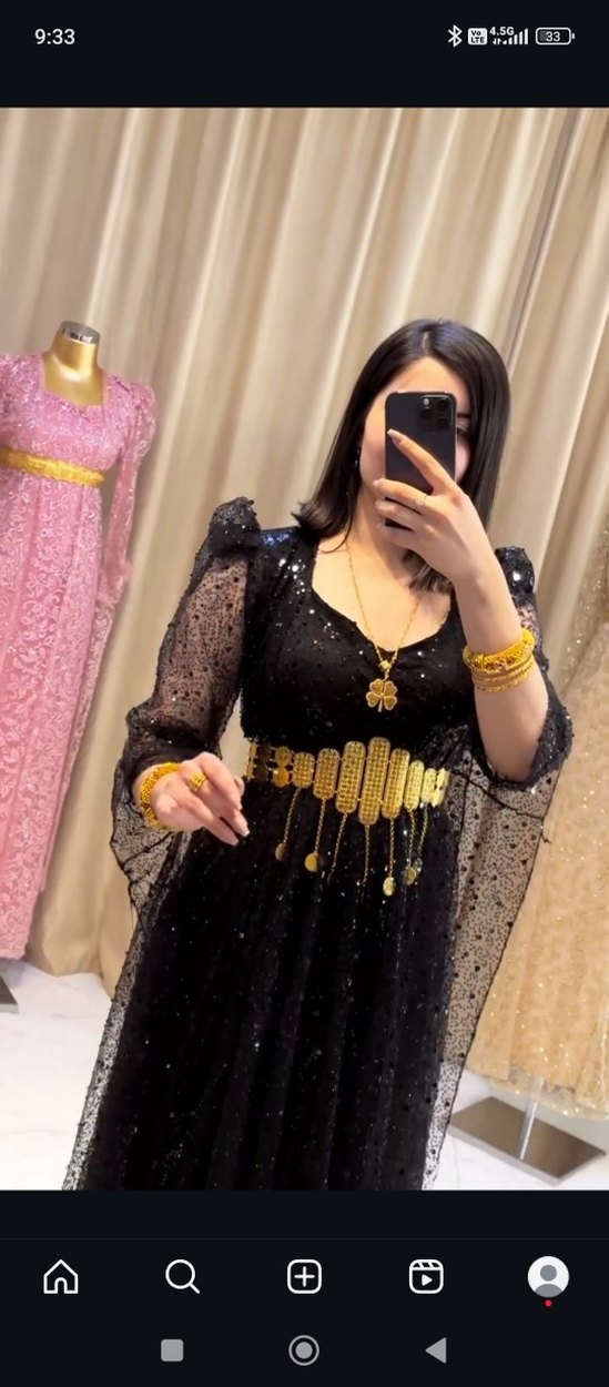 Payetli Siyah Uzun Kadın Elbise - Görsel 4