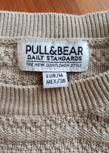 Pull & Bear Bej Erkek Triko Bisiklet Yaka Kazak - Görsel 2