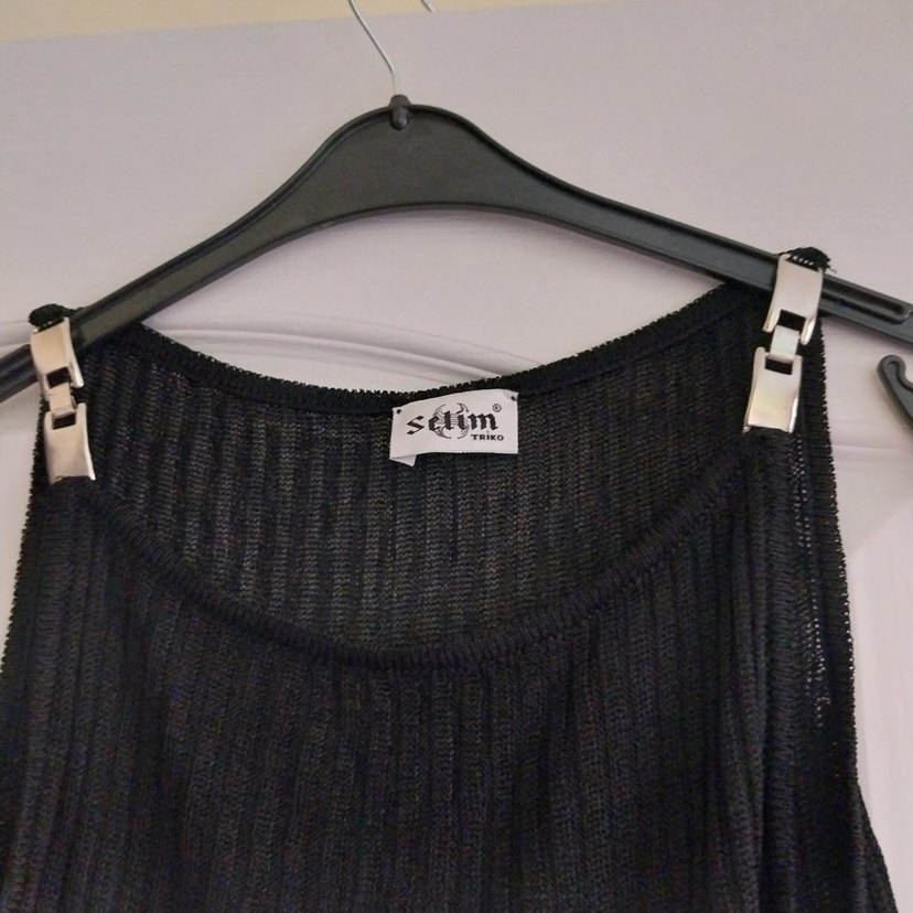 SELİM TRİKO Siyah, Metal Askı Detaylı Triko Atlet - Görsel 2